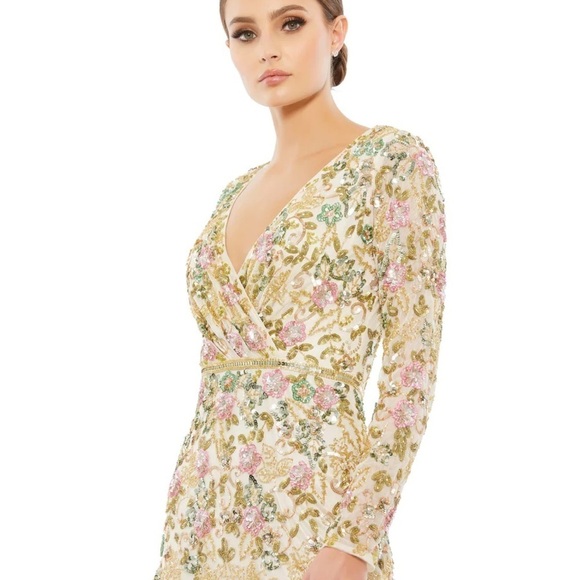 Mac Duggal 5503 NWT LONG SLEEVE FLORAL EMBELLISHED GOWN - Picture 3 of 11